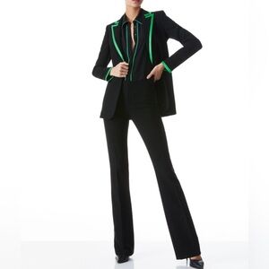 Alice and Olivia Classics black dress Pants with green stripe